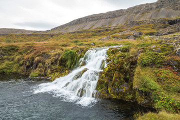 Dynjandi waterfall landscape, west fjords, Iceland