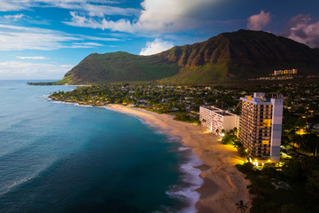 Composite image of Papaoneone beach on the west coast of Oahu, Hawaii