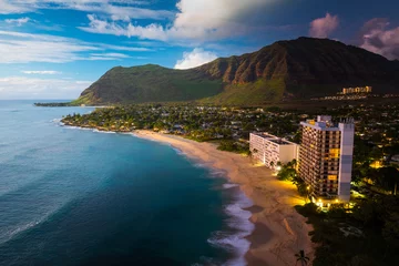 Fototapeten Composite image of Papaoneone beach on the west coast of Oahu, Hawaii © Dudarev Mikhail