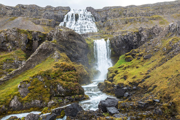 Dynjandi waterfall landscape, west fjords, Iceland