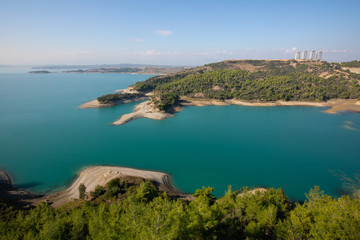 Fototapeta na wymiar The Seyhan Dam is a hydroelectric dam on the Seyhan River north of Adana, Turkey