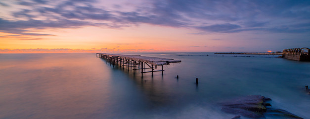 Panorama of a broken pier in Varna, Bulgaria
