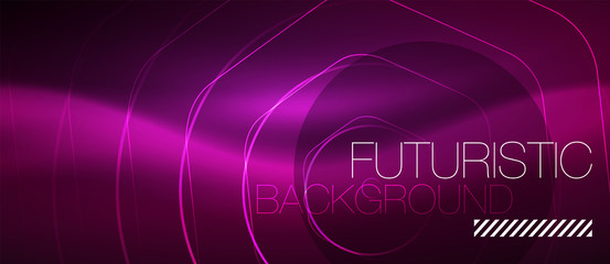 Neon glowing wave, magic energy and light motion background. Vector wallpaper template