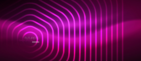 Neon glowing wave, magic energy and light motion background. Vector wallpaper template