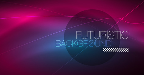 Digital technology abstract background - neon geometric design. Abstract glowing lines. Colorful techno background. Futuristic shape.