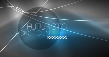 Digital technology abstract background - neon geometric design. Abstract glowing lines. Colorful techno background. Futuristic shape.