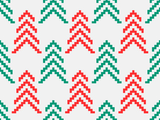 Geometric christmas tree seamless pattern. Christmas greeting card with nordic ornament. Vector illustration