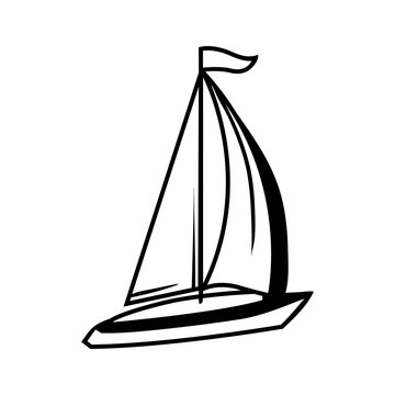 Black and white sailing yacht.