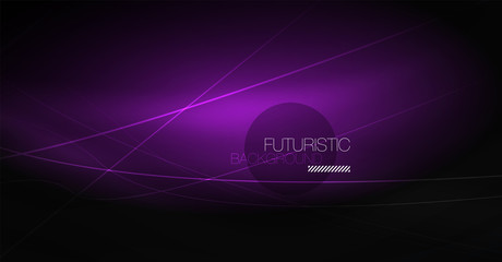 Digital technology abstract background - neon geometric design. Abstract glowing lines. Colorful techno background. Futuristic shape.