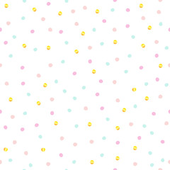 Seamless pattern with colorful dots. Cute pastel print. Vector hand drawn illustration.