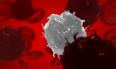 Abstract concept of human white blood cell leukocyte or dendritic cell. 3d illustration.