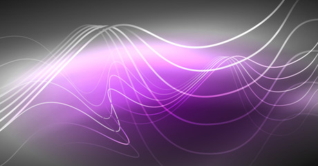Neon lines wave background. Abstract composition