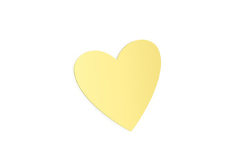 Yellow heart shaped sticker for notes. On white background. Vector illustration