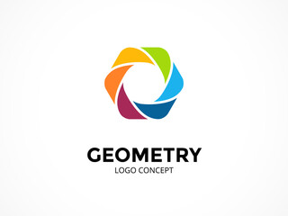 Hexagon logo template. Modern vector abstract circle creative sign or symbol. Design geometric element