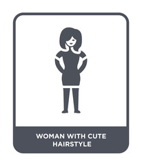 woman with cute hairstyle icon vector