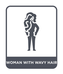 woman with wavy hair icon vector