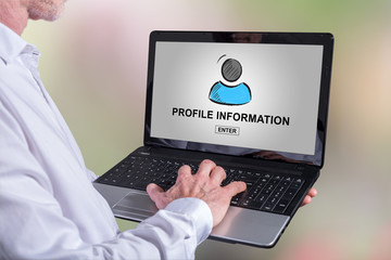 Profile information concept on a laptop
