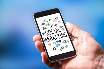 Social marketing concept on a smartphone