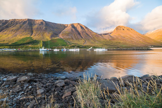 Small beautiful town Flateyri, west fjords, Iceland