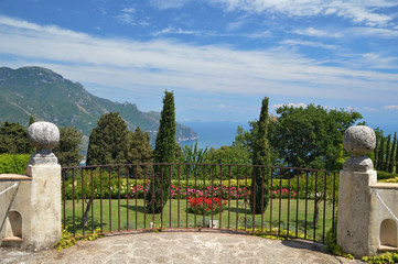 A terrace with a garden overlooking the sea