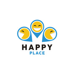 Pin with Smile Laugh Happy Emotion Logo Design