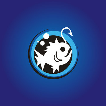 Deep Water Ocean Fish with antenna mascot cartoon logo design