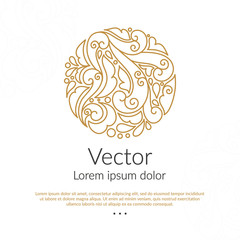 Abstract golden emblem. Elegant, classic vector. Can be used for jewelry, beauty and fashion industry. Great for logo, monogram, invitation, flyer, menu, brochure, background, or any desired idea.