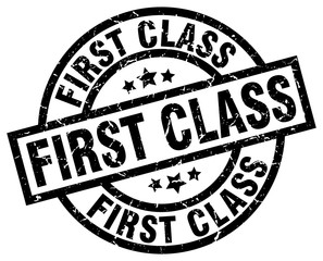 first class round grunge black stamp