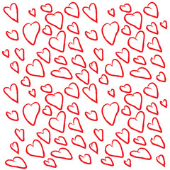 Background of hearts for Valentines day. Hand drawn hearts. Design elements for Valentines day.