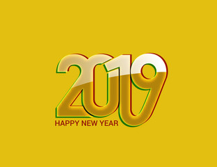 Happy New Year 2019 Glowing Text Design Patter, Vector illustration.