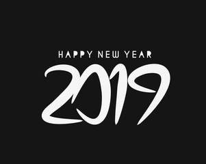 Happy New Year 2019 Text Design Patter, Vector illustration.