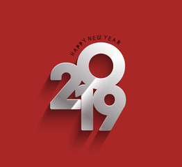 Happy New Year 2019 Text Design Patter, Vector illustration.