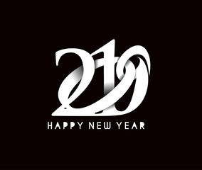 Happy New Year 2019 Text Design Patter, Vector illustration.