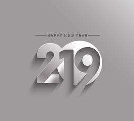Happy New Year 2019 Text Design Patter, Vector illustration.