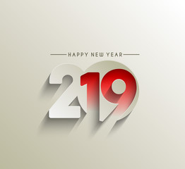 Happy New Year 2019 Text Design Patter, Vector illustration.