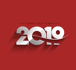 Happy New Year 2019 Text Design Patter, Vector illustration.