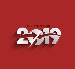 Happy New Year 2019 Text Design Patter, Vector illustration.