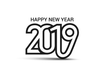 Happy New Year 2019 Text Design Patter, Vector illustration.