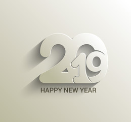 Happy New Year 2019 Text Design Patter, Vector illustration.