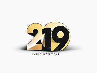 Happy New Year 2019 Text Peel off Paper Design  Patter, Vector illustration.