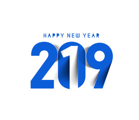 Happy New Year 2019 Text Peel off Paper Design  Patter, Vector illustration.