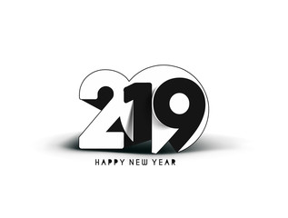 Happy New Year 2019 Text Peel off Paper Design  Patter, Vector illustration.
