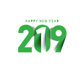 Happy New Year 2019 Text Peel off Paper Design  Patter, Vector illustration.