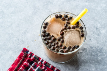 Fototapeta premium Homemade Milk Bubble Tea with Tapioca Pearls