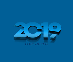 Happy New Year 2019 Text Peel off Paper Design  Patter, Vector illustration.