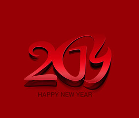 Happy New Year 2019 Text Peel off Paper Design Patter, Vector illustration.