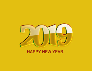 Happy New Year 2019 Glowing Text Design Patter, Vector illustration.