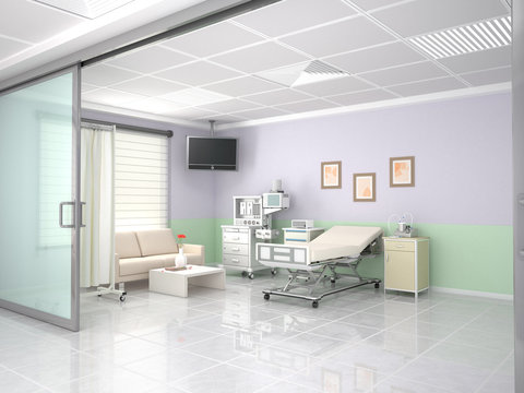 Interior hospital and cosmetology room. 3d illustration