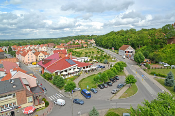 FROMBORK, POLAND. A city panorama from height of bird's flight