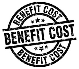 benefit cost round grunge black stamp